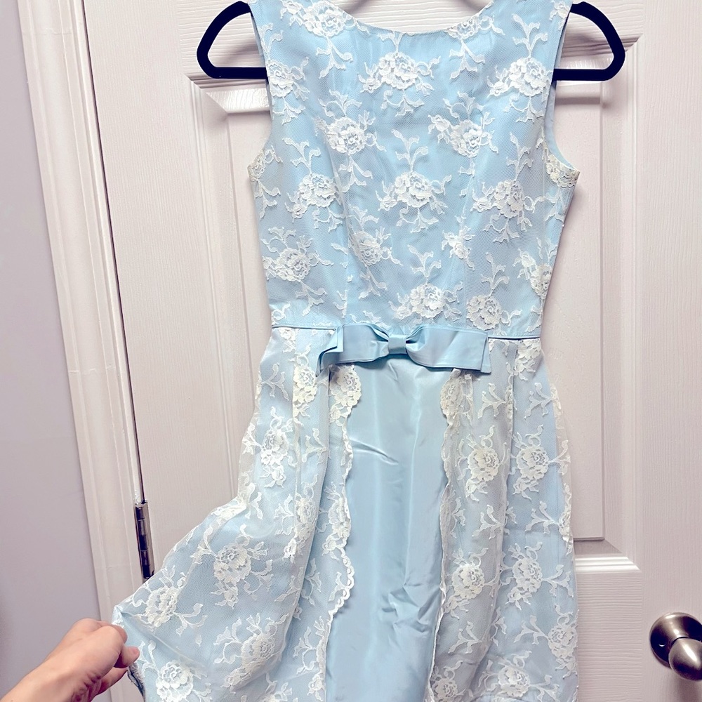 R.A.R designer fashion vintage 1950s light blue lace dress